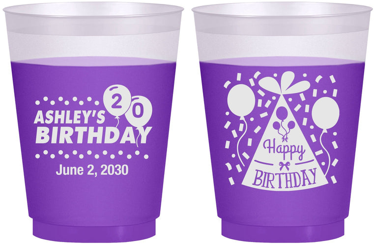 Custom Birthday 16 oz Color Changing Frosted Cups - 20th | 20114