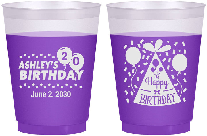 Custom Birthday 16 oz Color Changing Frosted Cups - 20th | 20114