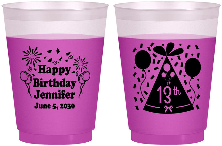 Custom Birthday 16 oz Color Changing Frosted Cups - 13th | 20116