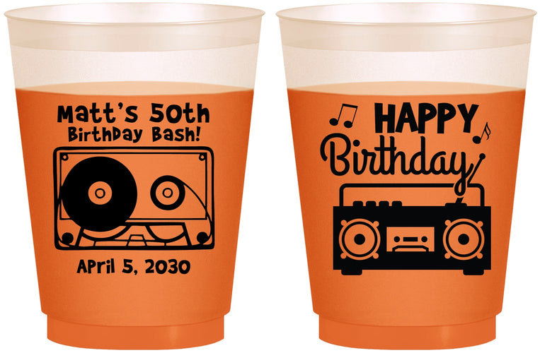 Custom Birthday 16 oz Color Changing Frosted Cups - 50th Cassette Tape | 20117