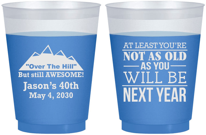 Custom Birthday 16 oz Color Changing Frosted Cups - 40th Over The Hill | 20121