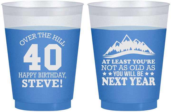 Custom Birthday 16 oz Color Changing Frosted Cups - 40th Over The Hill | 20123