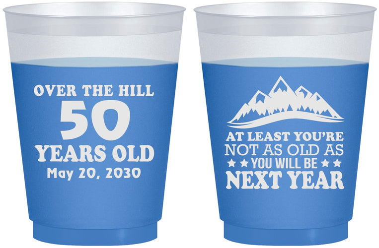Custom Birthday 16 oz Color Changing Frosted Cups - 50th Over The Hill | 20124