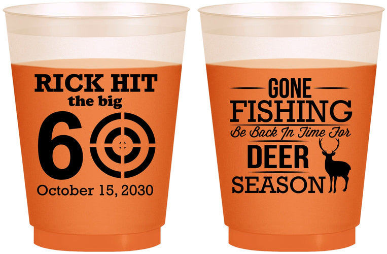 Custom Birthday 16 oz Color Changing Frosted Cups - 60th Gone Fishing | 20126