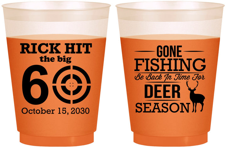 Custom Birthday 16 oz Color Changing Frosted Cups - 60th Gone Fishing | 20126