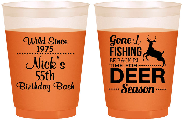 Custom Birthday 16 oz Color Changing Frosted Cups - 55th Gone Fishing | 20128