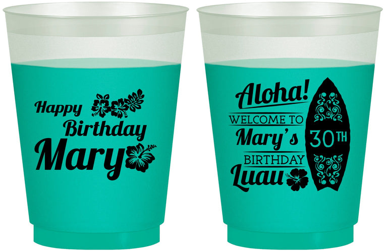 Custom Birthday 16 oz Color Changing Frosted Cups - 30th Hawaii | 20136