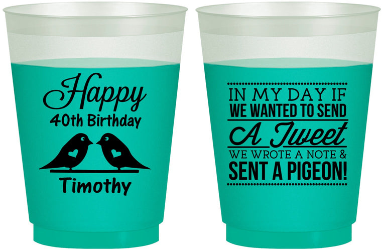 Custom Birthday 16 oz Color Changing Frosted Cups - 40th | 20139