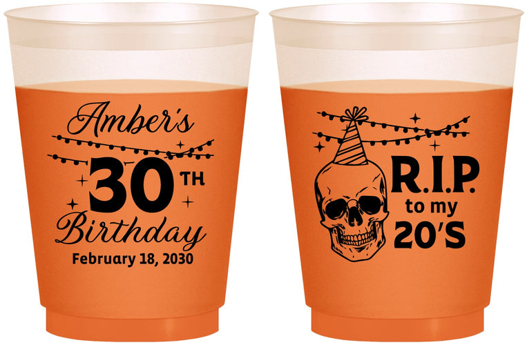 Custom Birthday 16 oz Color Changing Frosted Cups - 30th Rip 20 | 20140