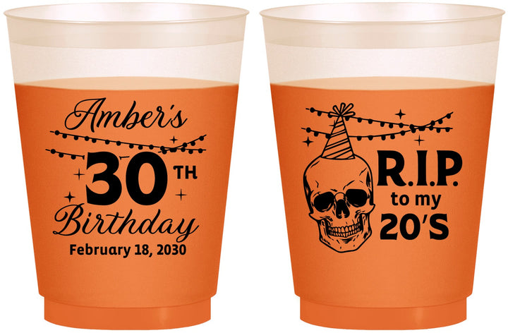 Custom Birthday 16 oz Color Changing Frosted Cups - 30th Rip 20 | 20140