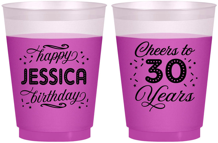 Custom Birthday 16 oz Color Changing Frosted Cups - Cheers To 30 Years | 20142