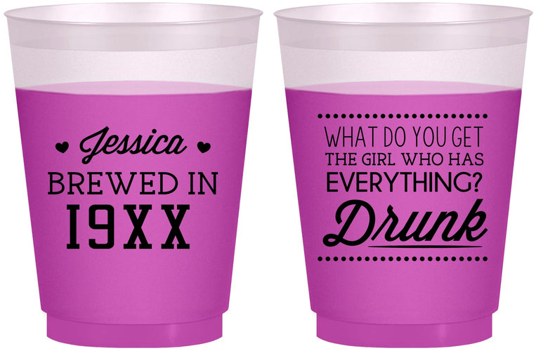 Custom Birthday 16 oz Color Changing Frosted Cups - Drunk | 20147