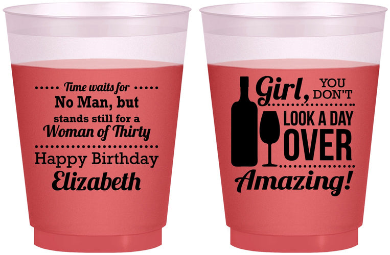 Custom Birthday 16 oz Color Changing Frosted Cups - Look A Day Over Amazing | 20150