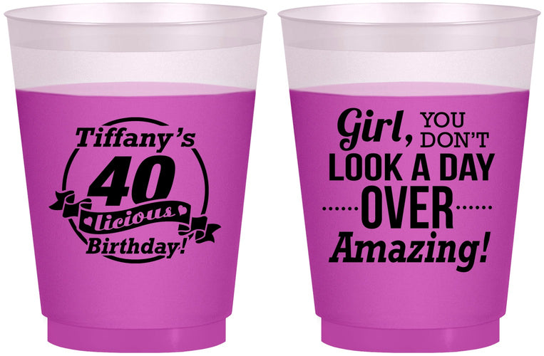 Custom Birthday 16 oz Color Changing Frosted Cups - 40th | 20153