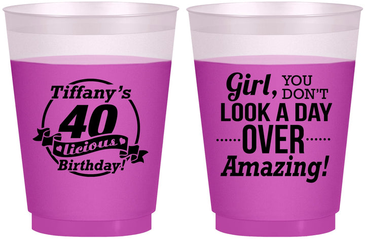 Custom Birthday 16 oz Color Changing Frosted Cups - 40th | 20153