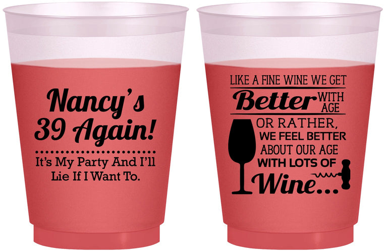 Custom Birthday 16 oz Color Changing Frosted Cups - 40th Wine | 20154