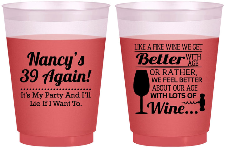 Custom Birthday 16 oz Color Changing Frosted Cups - 40th Wine | 20154