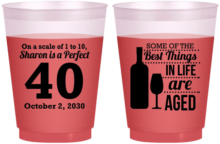 Custom Birthday 16 oz Color Changing Frosted Cups - 40th Wine | 20155