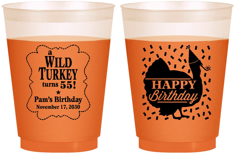 Custom Birthday 16 oz Color Changing Frosted Cups - 55th Wild Turkey | 20159