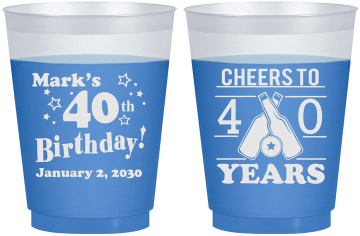 Custom Birthday 16 oz Color Changing Frosted Cups - Cheers To 40 Years | 20162