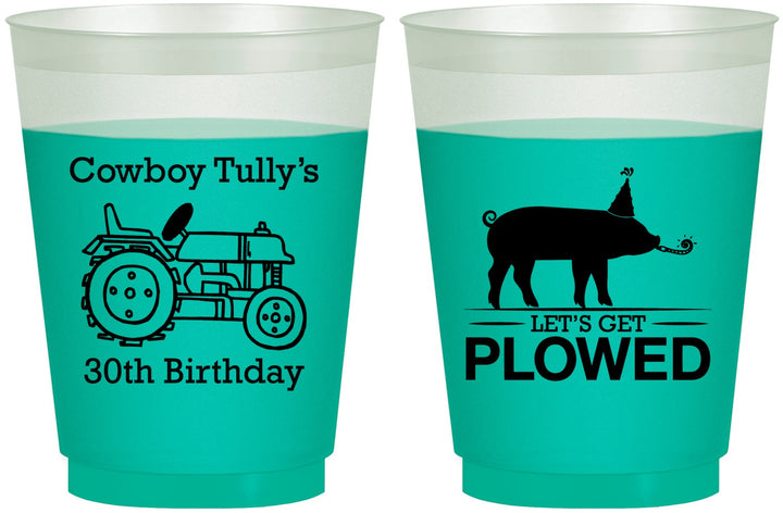 Custom Birthday 16 oz Color Changing Frosted Cups - 30th Get Plowed | 20166