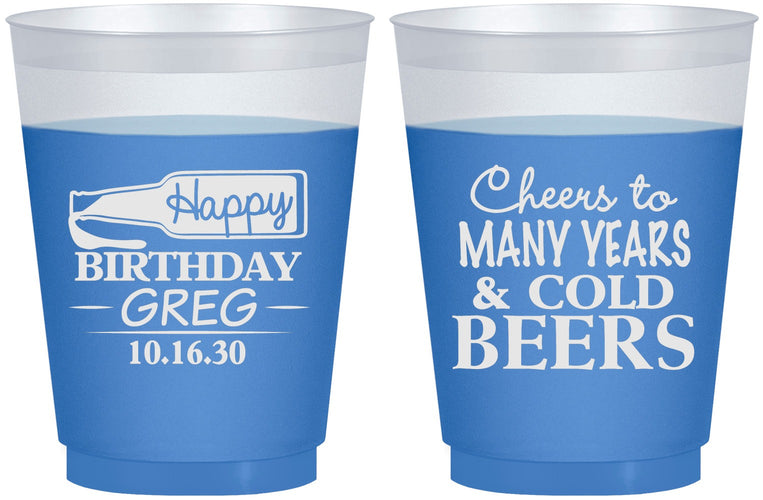 Custom Birthday 16 oz Color Changing Frosted Cups - Cheers To Many Years | 20167