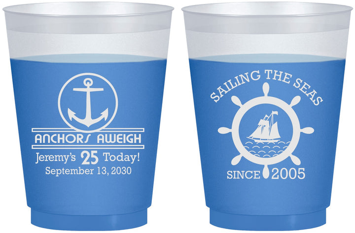 Custom Birthday 16 oz Color Changing Frosted Cups - 25th Nautical | 20168