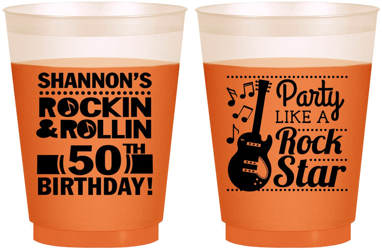 Custom Birthday 16 oz Color Changing Frosted Cups - 50th Rock Star | 20173