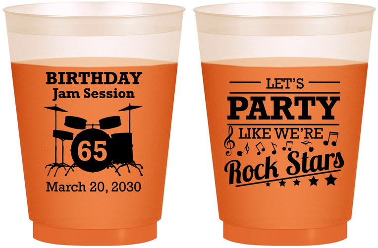 Custom Birthday 16 oz Color Changing Frosted Cups - 65th Rock Star | 20175