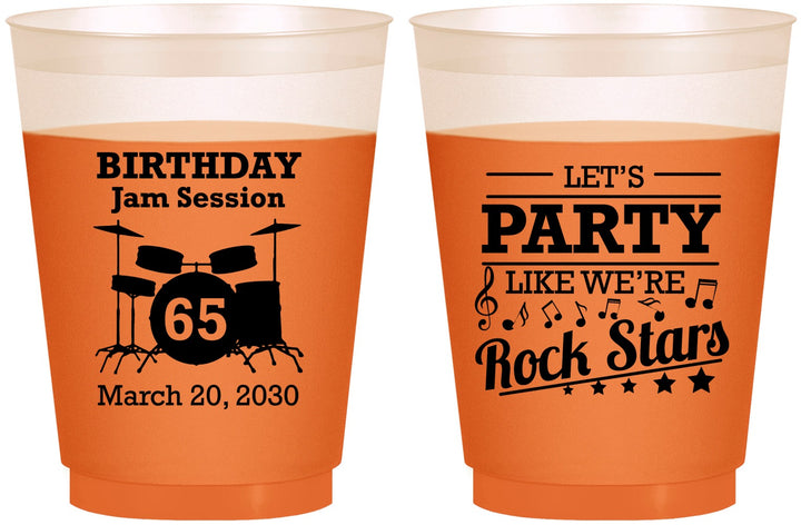Custom Birthday 16 oz Color Changing Frosted Cups - 65th Rock Star | 20175