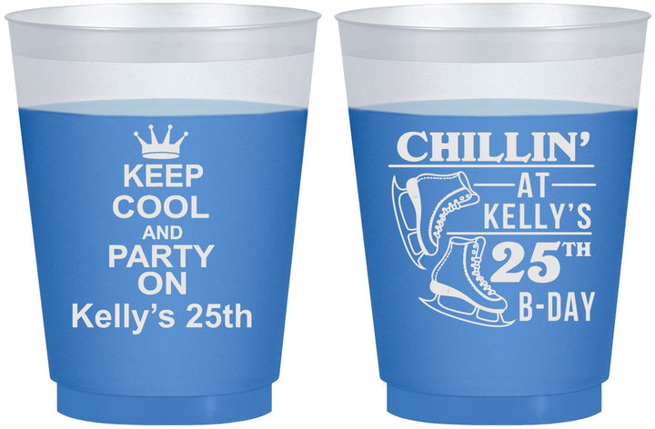 Custom Birthday 16 oz Color Changing Frosted Cups - 25th Ice Scating | 20185