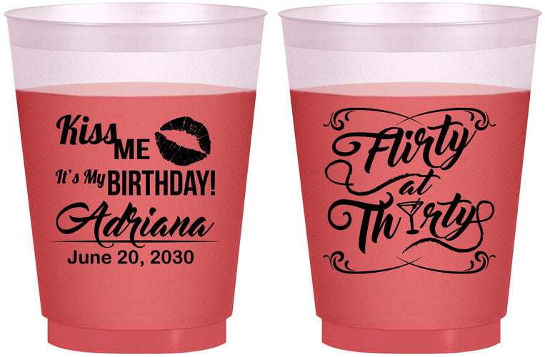 Custom Birthday 16 oz Color Changing Frosted Cups - 30th Flirty At Thirty | 20190