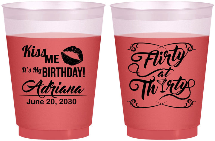 Custom Birthday 16 oz Color Changing Frosted Cups - 30th Flirty At Thirty | 20190