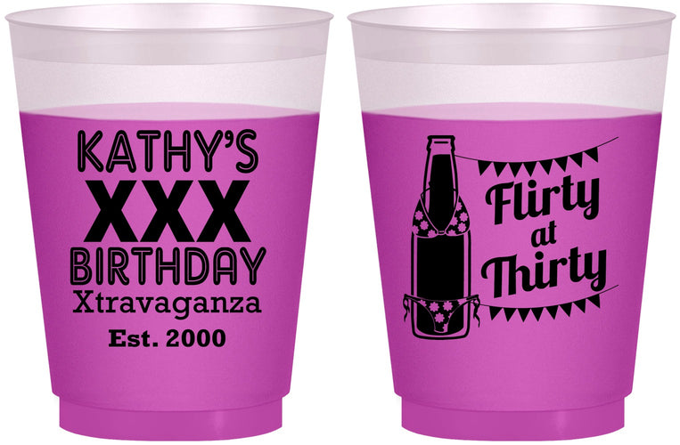 Custom Birthday 16 oz Color Changing Frosted Cups - 30th Flirty At Thirty | 20191