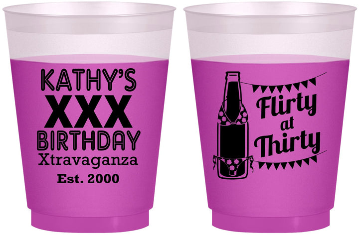 Custom Birthday 16 oz Color Changing Frosted Cups - 30th Flirty At Thirty | 20191