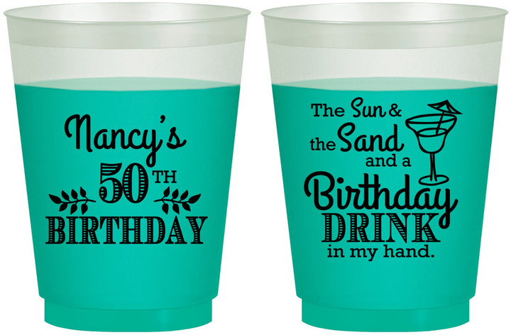 Custom Birthday 16 oz Color Changing Frosted Cups - 50th | 20203