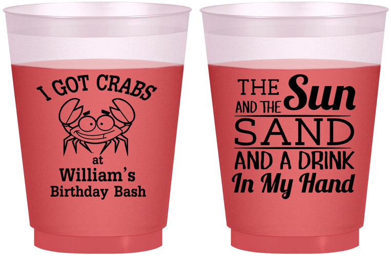 Custom Birthday 16 oz Color Changing Frosted Cups - Sun Sand Drink Hand | 20205