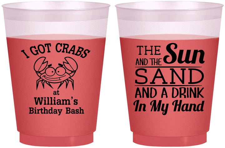 Custom Birthday 16 oz Color Changing Frosted Cups - Sun Sand Drink Hand | 20205
