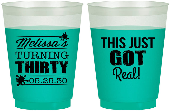 Custom Birthday 16 oz Color Changing Frosted Cups - 30th | 20213