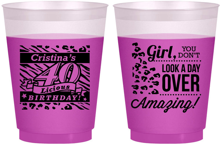 Custom Birthday 16 oz Color Changing Frosted Cups - 40th | 20224