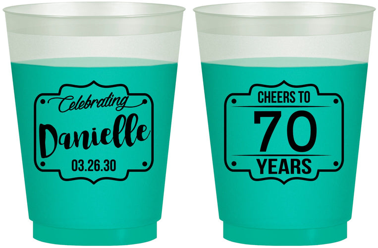 Custom Birthday 16 oz Color Changing Frosted Cups - Cheers To 70 Years | 20227