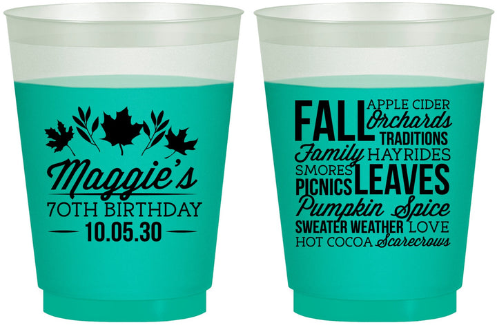 Custom Birthday 16 oz Color Changing Frosted Cups - 70th Fall | 20228
