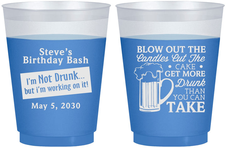 Custom Birthday 16 oz Color Changing Frosted Cups - Beer Drunk | 20232