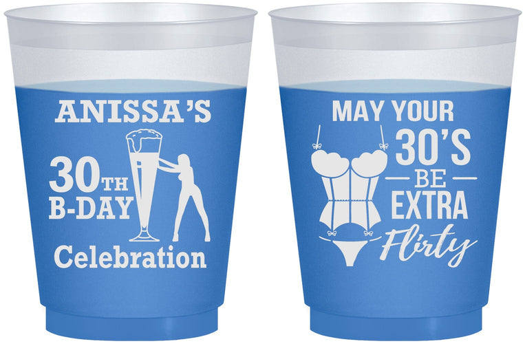 Custom Birthday 16 oz Color Changing Frosted Cups - 30th Flirty At Thirty | 20236