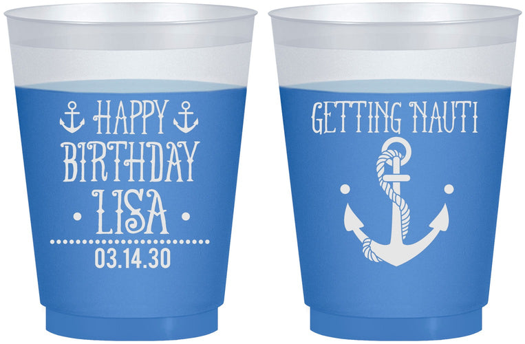 Custom Birthday 16 oz Color Changing Frosted Cups - Getting Nauti | 20239