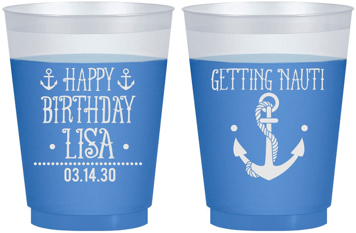 Custom Birthday 16 oz Color Changing Frosted Cups - Getting Nauti | 20239