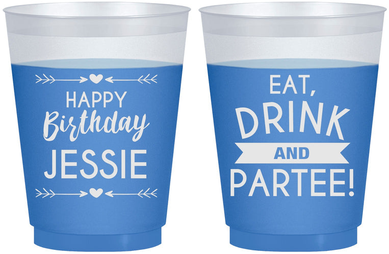 Custom Birthday 16 oz Color Changing Frosted Cups - Eat Drink Partee | 20241