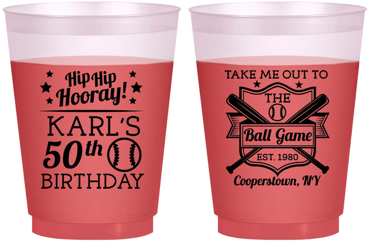 Custom Birthday 16 oz Color Changing Frosted Cups - 50th Baseball | 20252