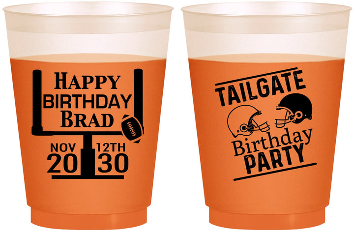 Custom Birthday 16 oz Color Changing Frosted Cups - Football | 20256