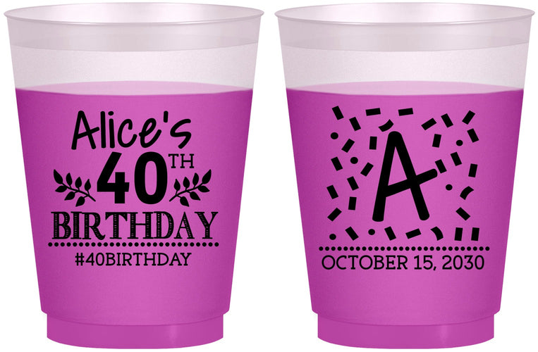 Custom Birthday 16 oz Color Changing Frosted Cups - 40th | 20258
